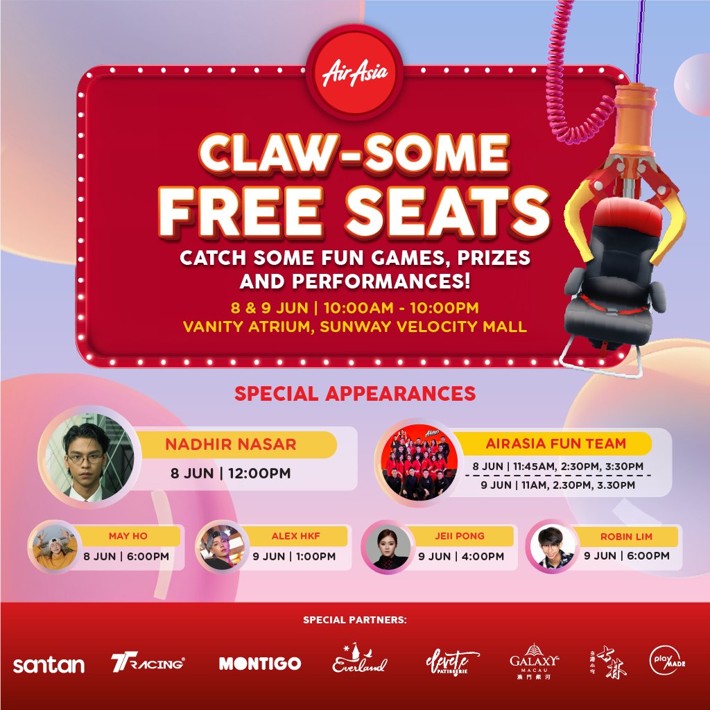 airasia's tweet photo. If you guessed #AIRASIAFREESEATS, then you're right! 💺✈️
See you this weekend. 😉 https://t.co/xNg1N1BjAg