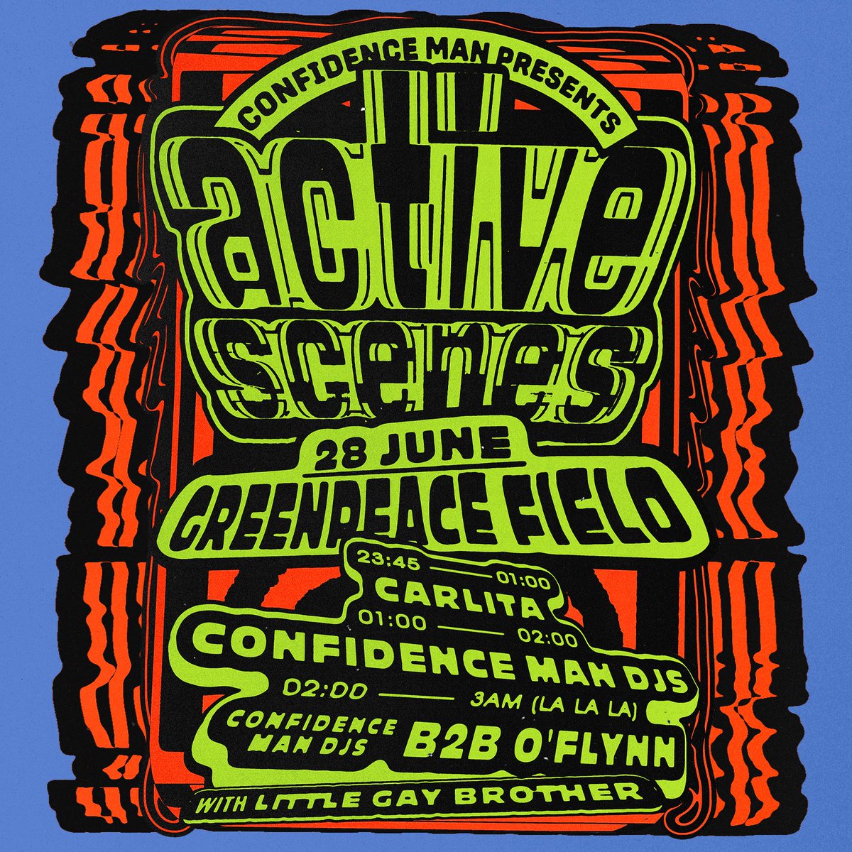 Confidence Man (@confidencemantm) on Twitter photo DJ turn it up! Active Scenes is comin back to glasto. We're bringing our friends <a href="/Carlita__Music/">Carlita</a> and <a href="/Oflynnmusic/">O'Flynn</a> along for the ride and we're feeling more than reckless. <a href="/glastonbury/">Glastonbury Festival</a> <a href="/GreenpeaceUK/">Greenpeace UK</a> #LittleGayBrother
🎨 Bráulio Amado DJ turn it up! Active Scenes is comin back to glasto. We're bringing our friends <a href="/Carlita__Music/">Carlita</a> and <a href="/Oflynnmusic/">O'Flynn</a> along for the ride and we're feeling more than reckless. <a href="/glastonbury/">Glastonbury Festival</a> <a href="/GreenpeaceUK/">Greenpeace UK</a> #LittleGayBrother
🎨 Bráulio Amado