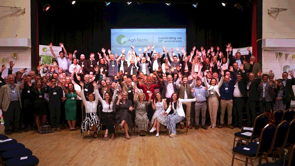 Probably my favourite pic ever taken at work. The energy in this amazing crowd at the ⁦<a href="/Agri_Tech_E/">Agri-TechE</a>⁩ 10th birthday bash this week. And they represent fewer than half the organisations across the entire membership! There are even more just like them! #AgriTechE10Years