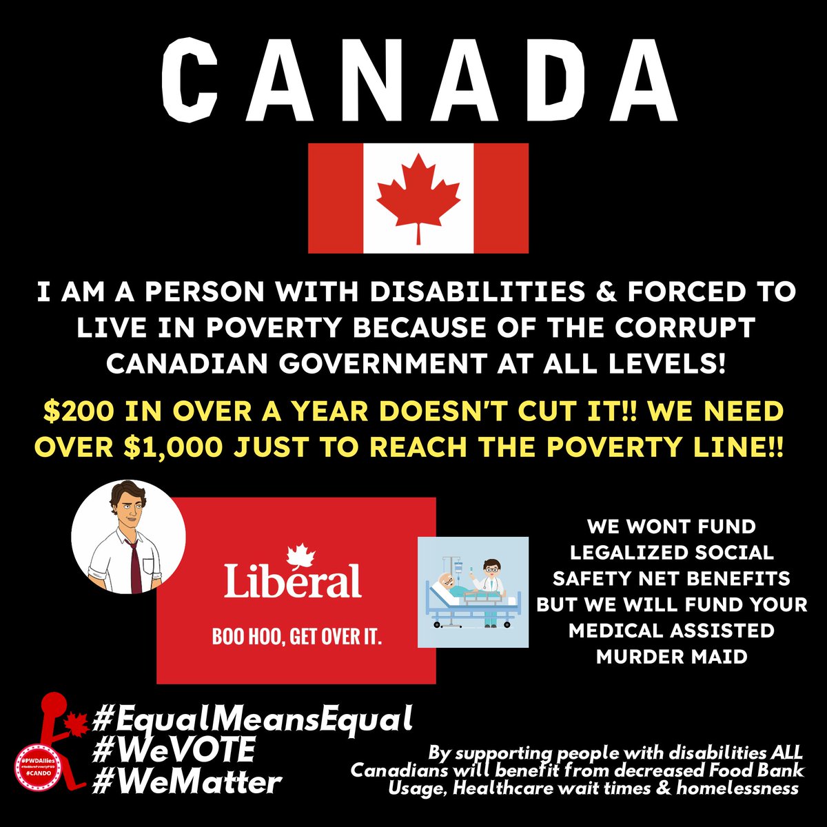 ClanCollector's tweet photo. #Disability #RatifyC22 #PWDArmy
Forced to Live in Government Poverty
Boo Hoo Get Over That Too!
#NDP #cpc #Blocq #liberals #green
#HoC #SenCA #GC https://t.co/sHvWblaJIW