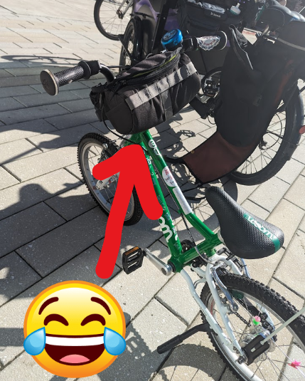 DCTrikeMom's tweet photo. Soooo @Handle_Stash my kid finally figured out where he forgot he stored his lost tooth 😂😂😂

#bikekid #bikedc https://t.co/1iqKn2Zxsu