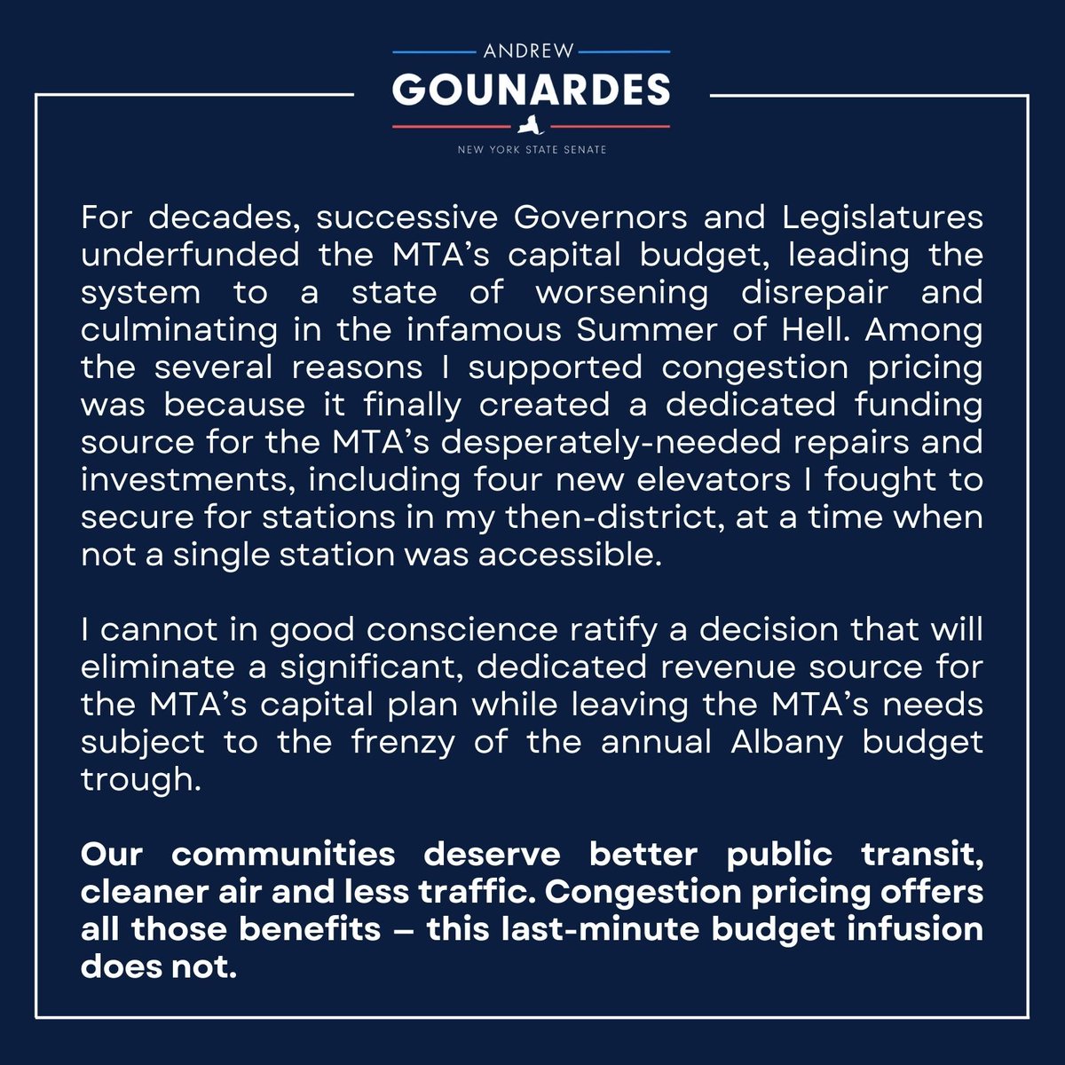 State Senator Andrew Gounardes tweet media