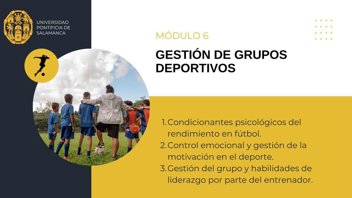 Acabamos la semana con nuestro módulo 6:

🫂 Gestión de grupos deportivos 

Reserva tu plaza en el siguiente enlace:

…idadpontificiadesalamanca.my.site.com/s/?utm_campaig…