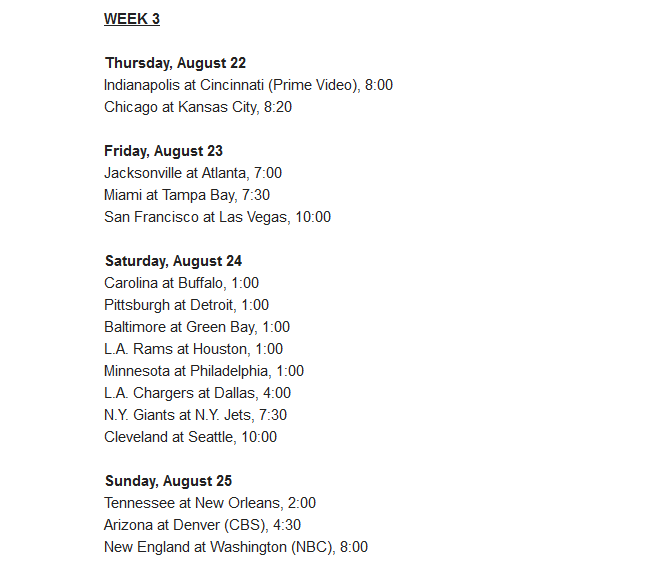 Here's your full NFL preseason schedule. Week 1, Week 2, and Week 3. #NFL #NFLNews #NFLpreseason <a href="/XPANDSports/">XPAND</a>