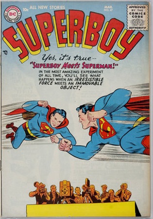 InTHORmation's tweet photo. ON THE SPINNER RACKS June/July 1963
For the first time a Marvel superhero encounters their duplicate on a cover.
Art by Kirby &amp; Ayers.
At DC it had already happened 3 times!

Al Plastino cover: September 1956
Curt Swan cover: January 1956
Wayne Boring cover: December 1953 https://t.co/XQt3cARDtq