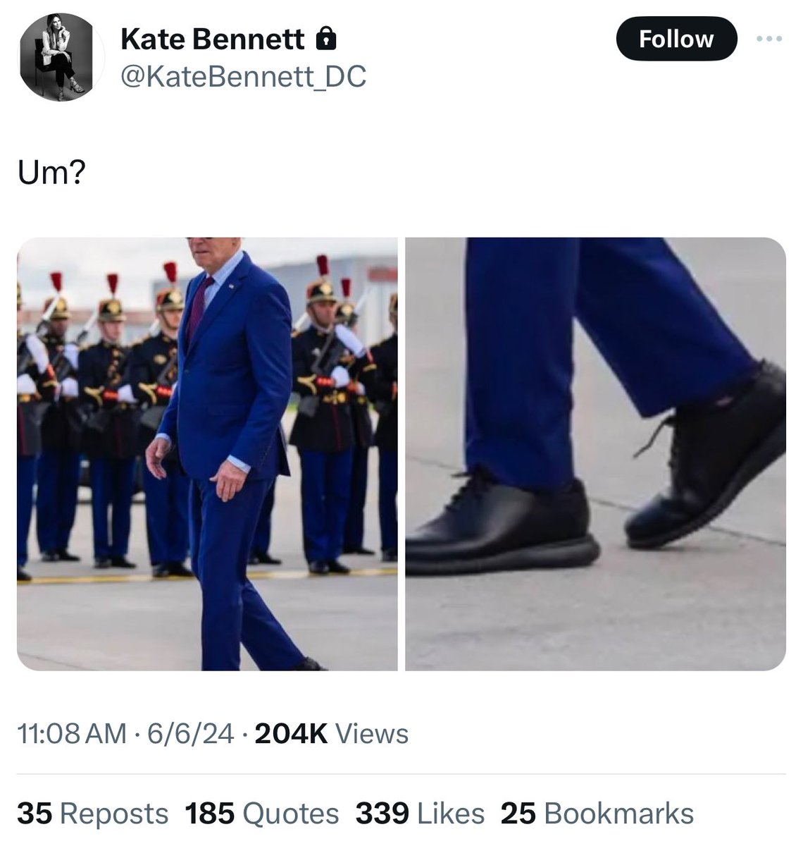 patriottakes's tweet photo. So MAGA is freaking out because Biden is wearing similar shoes to what Charlie Kirk wears? https://t.co/yyFhQrzlQ7