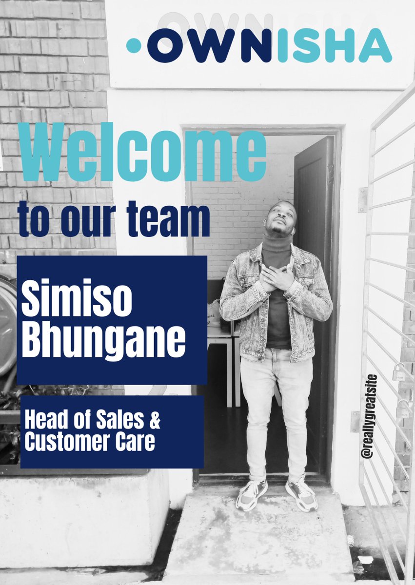 New Employee Alert: Please join us in welcoming Simiso Bhungane to Team Jik 'zinto, our new Head of Sales and Customer Care at Ownisha. Simiso will be based in our Cape Town office. #Ownisha  #customerowned
