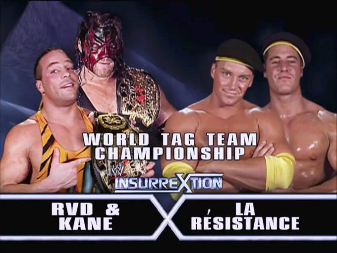 Kane With Rvd 6/7/2003 Kane & Rob Van Dam defeated La Resistance to retain the World ...