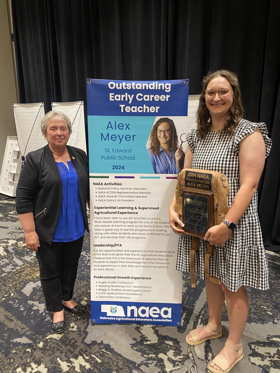 KubikColin's tweet photo. Congrats to Alex Meyer from St Edward Schools. She is the Outstanding Early Career Teacher for NE. @NECareerEd @NAAE @NEFFAAlumni https://t.co/05e6UerS3n