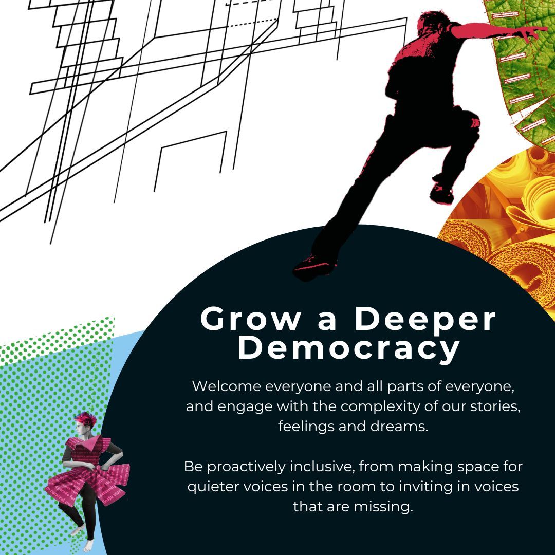 Embrace diversity and individuality, encourage authentic expression, promote justice and inclusivity, value incremental progress. The arts is for everyone.🤝