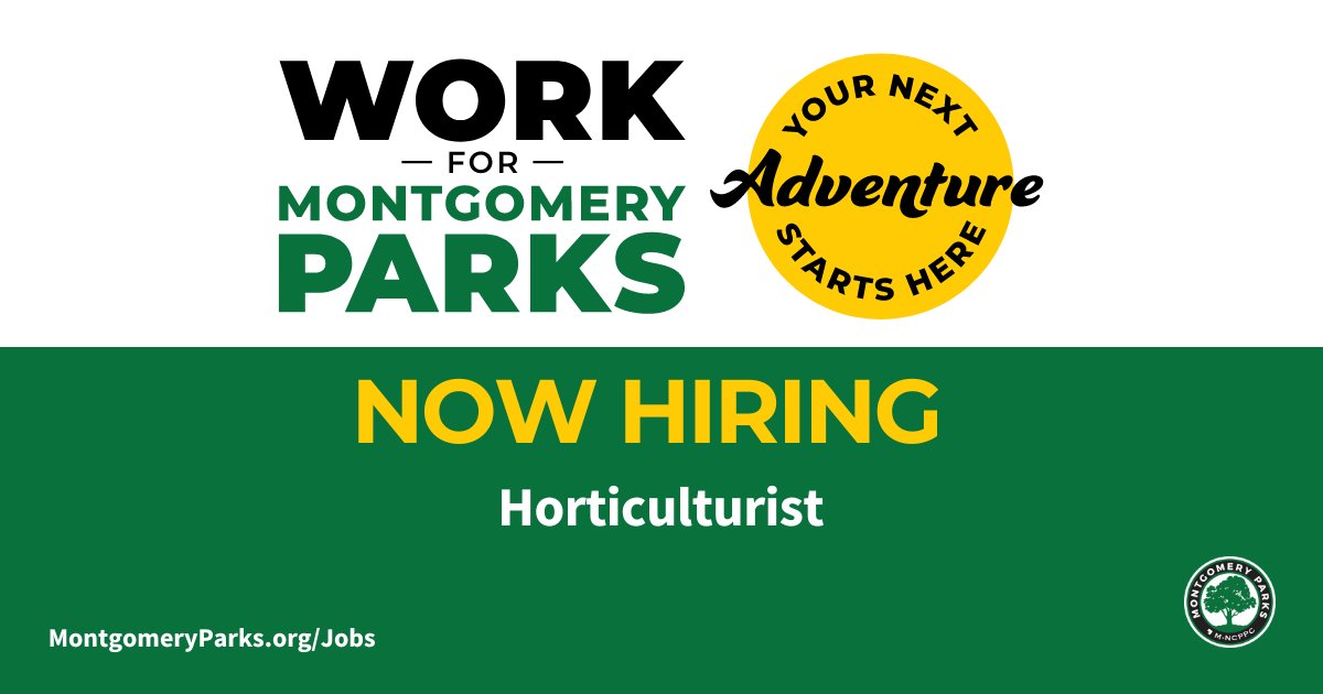 Montgomery Parks seeks a highly skilled Horticulturist for Brookside Gardens. This position is responsible for the design, installation, and maintenance of several prominent formal and informal garden areas. 

Apply by June 19: mocoparks.org/4dVCtus #NowHiring #Horticulturist
