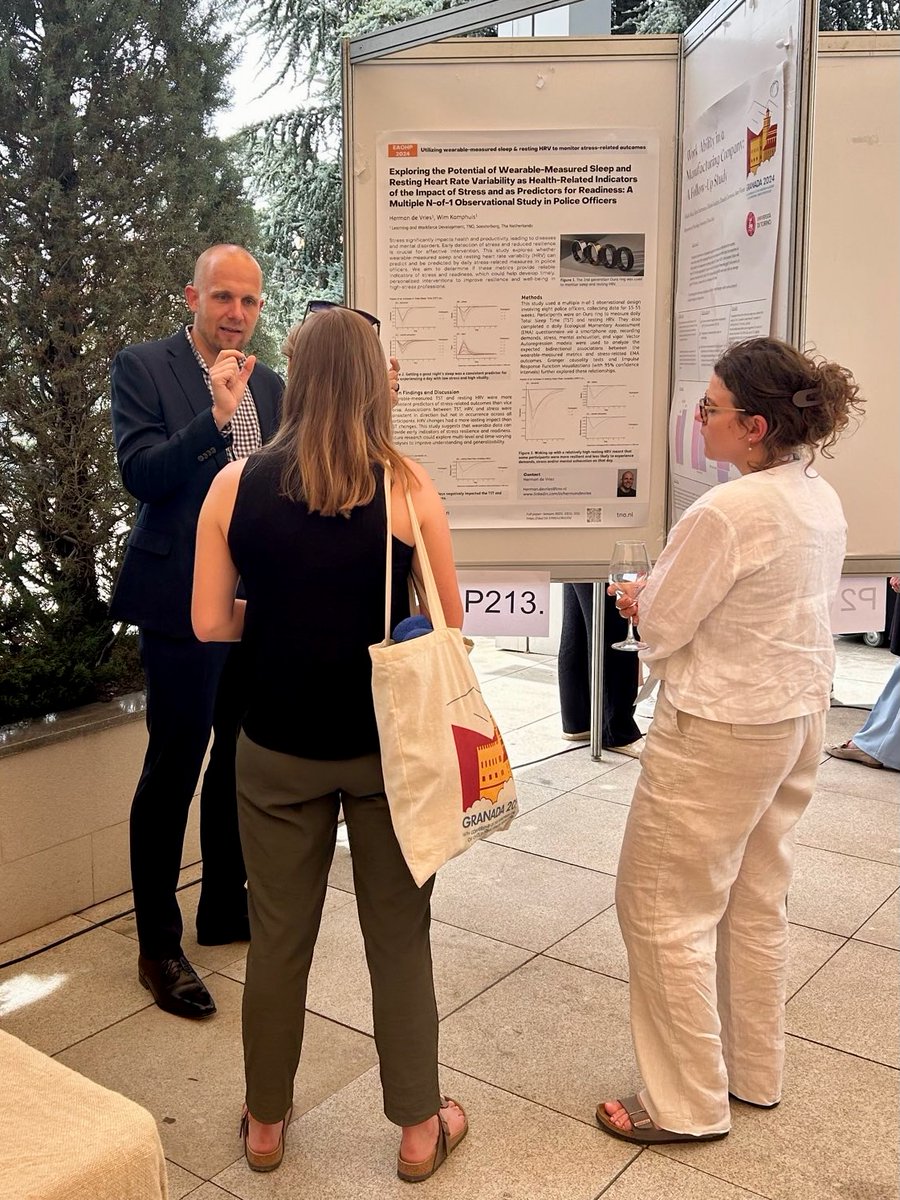 Herman de Vries (@hermandevriesnl) on Twitter photo Today I presented a poster at the 16th <a href="/ea_ohp/">European Academy of Occ Health Psychology (EAOHP)</a> congress in Granada ☀️🇪🇸
It describes a multiple n-of-1 observational study in police officers where we explore if wearable-measured sleep and resting HRV can be predicted by and are predictors for subjective stress-related outcomes Today I presented a poster at the 16th <a href="/ea_ohp/">European Academy of Occ Health Psychology (EAOHP)</a> congress in Granada ☀️🇪🇸
It describes a multiple n-of-1 observational study in police officers where we explore if wearable-measured sleep and resting HRV can be predicted by and are predictors for subjective stress-related outcomes