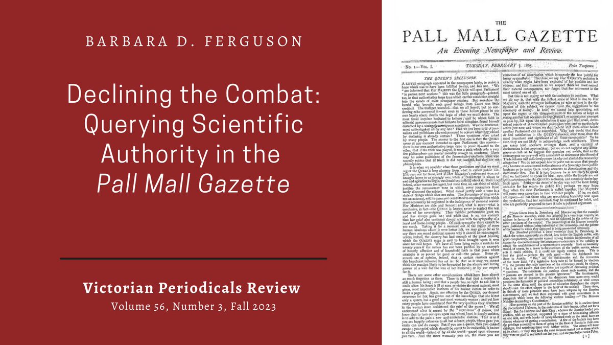 VPR (@vpreditors) on Twitter photo Barbara D. Ferguson analyzes surprising responses to the fraud case against spiritualist medium D. D. Home. Check out VPR 56.3 to learn how the PMG’s correspondents turned a critical eye on the discourse of scientific authority: muse.jhu.edu/pub/1/article/… <a href="/RS4VP/">Research Society for Victorian Periodicals (RSVP)</a> Barbara D. Ferguson analyzes surprising responses to the fraud case against spiritualist medium D. D. Home. Check out VPR 56.3 to learn how the PMG’s correspondents turned a critical eye on the discourse of scientific authority: muse.jhu.edu/pub/1/article/… <a href="/RS4VP/">Research Society for Victorian Periodicals (RSVP)</a>