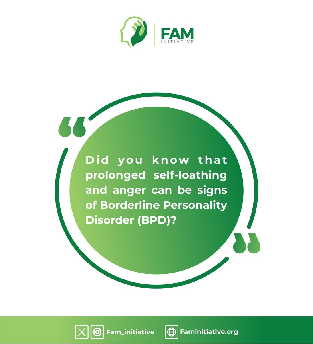 Fam_Initiative's tweet photo. “Join us in raising awareness and shedding light on Borderline Personality Disorder.”
#mentalhealth #youmatter #FAM_initiative #fam_initiative https://t.co/0Di8lD92Mk