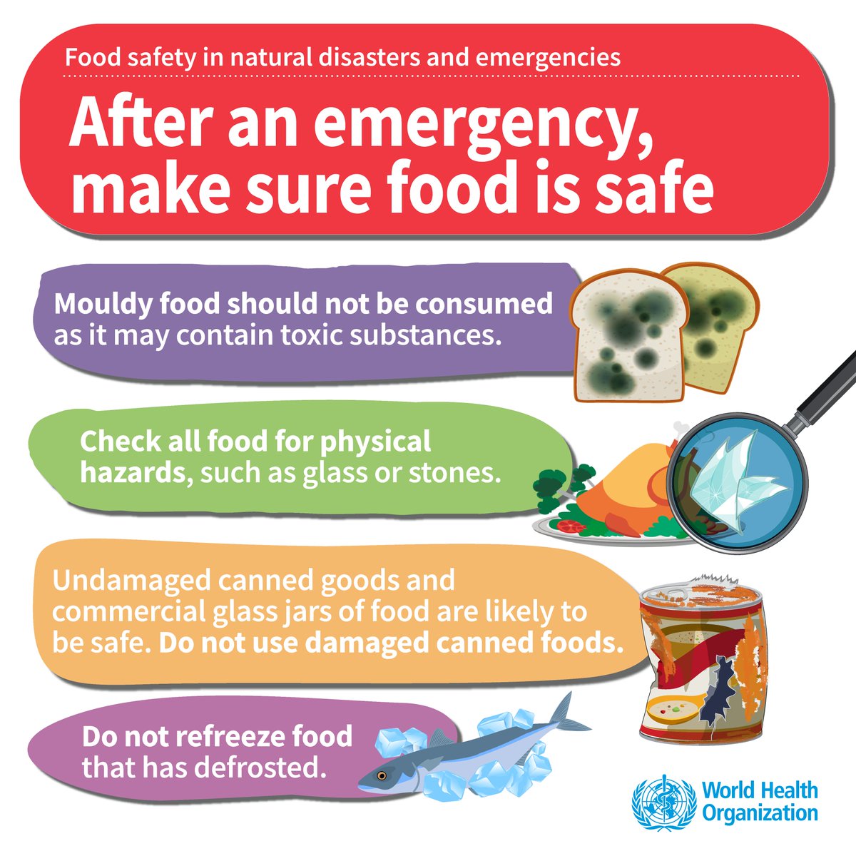 WHO's tweet photo. If food smells bad or looks different (for example, slimy or mouldy), it is not safe for human consumption https://t.co/vcuLFBqHp3

#WorldFoodSafetyDay #FoodSafety https://t.co/krBkCr4h5C