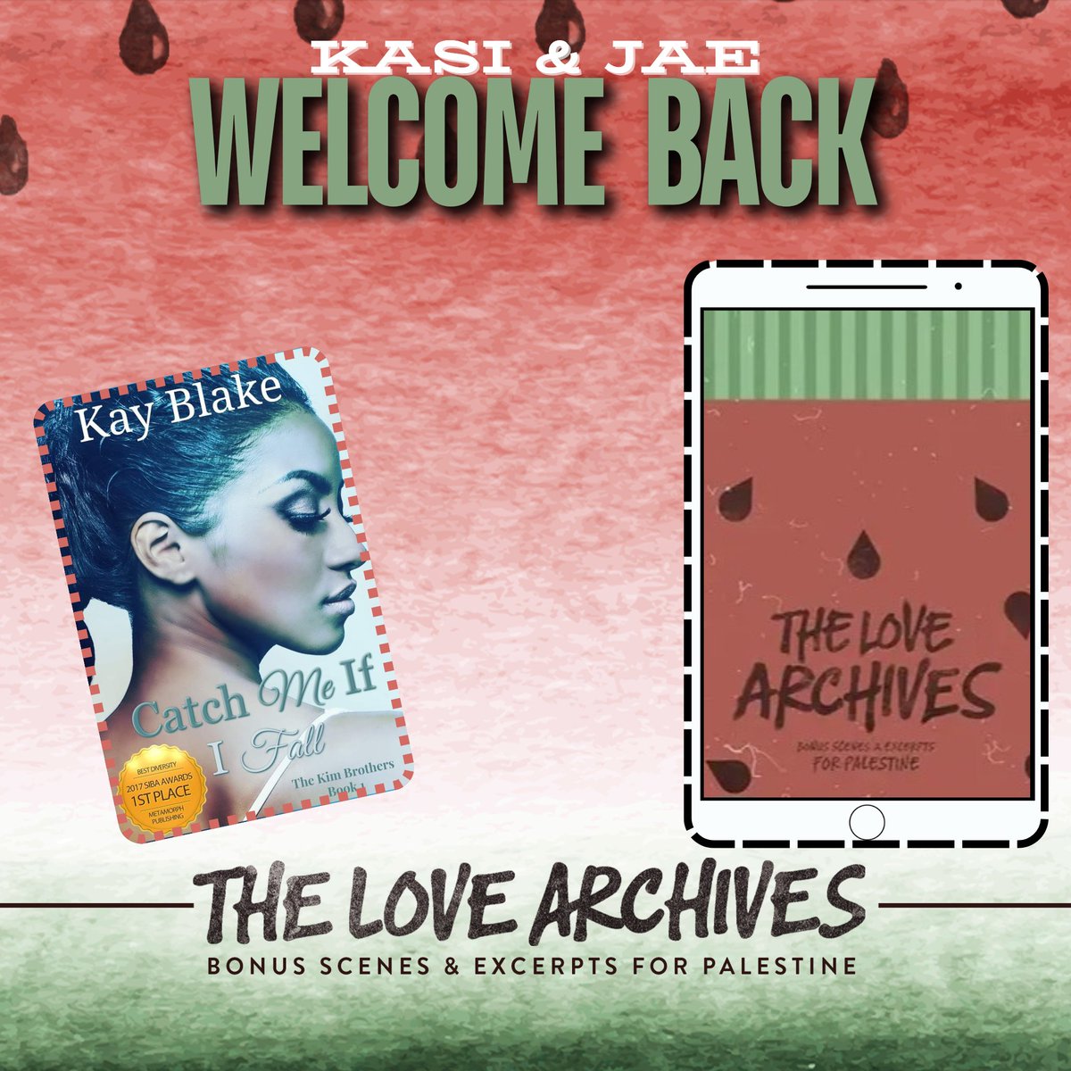 AuthorKayBlake's tweet photo. Kasi &amp; Jae open a new chapter in their love story. 

Welcome to The Love Archives!
 All proceeds go towards Operation Olive Branch to help families get out of Palestine.

Pre-order here:
https://t.co/jjsOSgjWKO
 
@thecynrodriguez 

#TheLoveArchives https://t.co/xvxY462vZ5