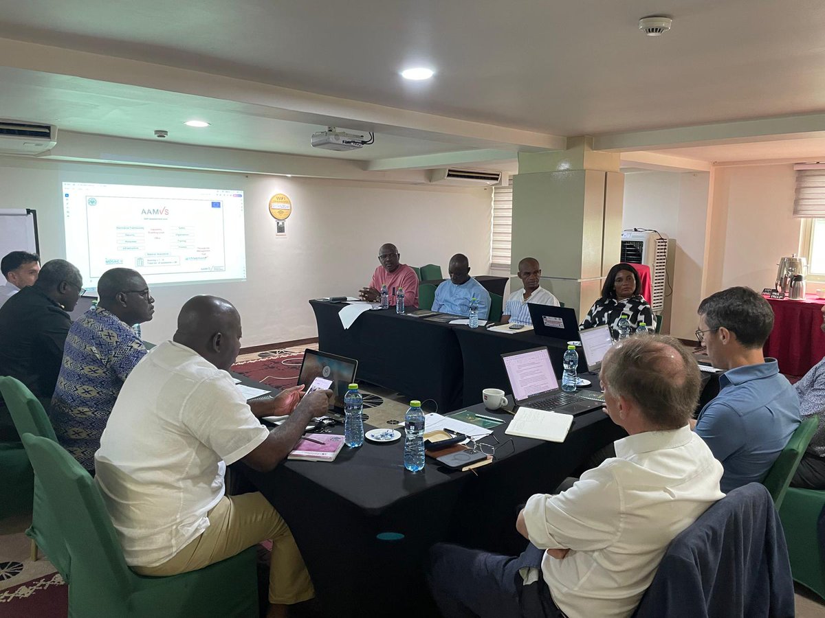 theAMATeam's tweet photo. This week in Accra, we held the #AAMVS Pilot Review Workshop with representatives from Ghana and Liberia. We discussed and reviewed the results of the newly piloted self-assessment tool for export control and capacity building in arms and ammunition management. #IATG #MOSAIC https://t.co/teScYfRFV8