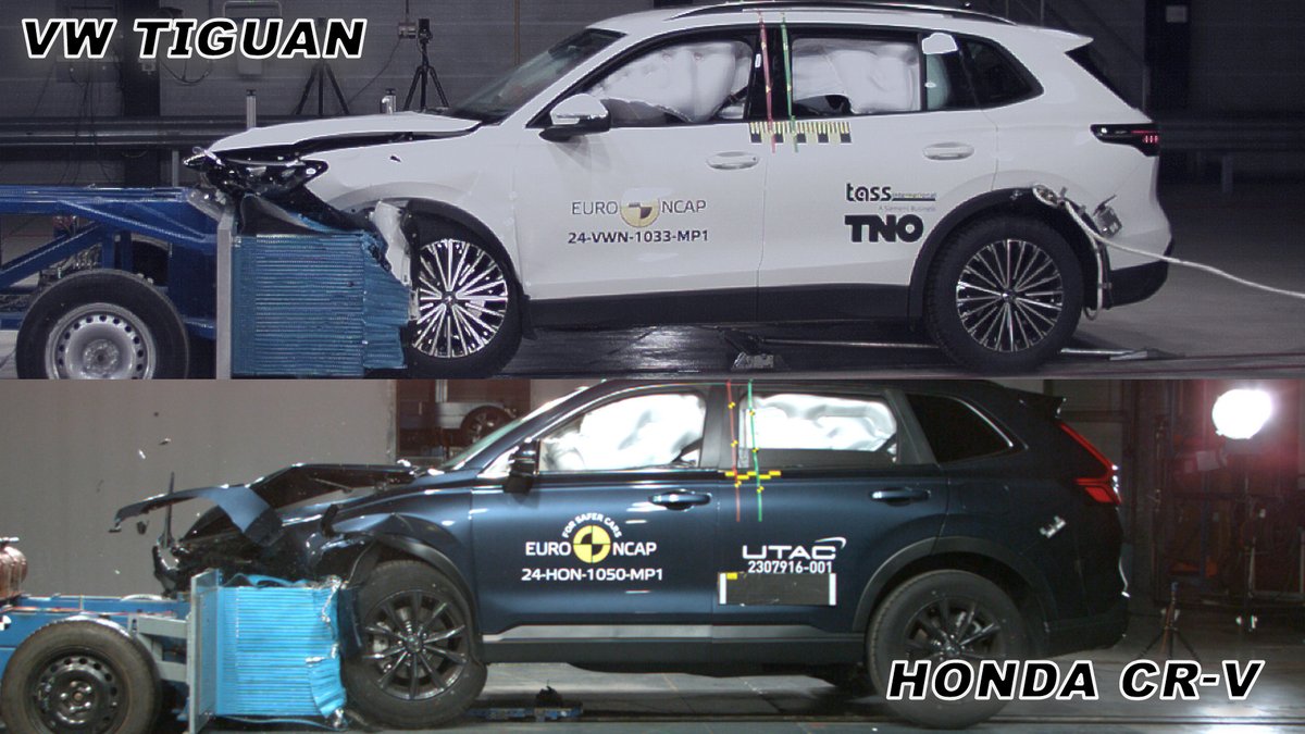 4Drivetime's tweet image. 2024 VW Tiguan VS 2024 Honda CR-V
Watch video here 👉 youtu.be/XD8c0i5jR8I
Find out which SUV comes out on top in crash tests - the 2024 VW Tiguan or the 2024 Honda CR-V!
#VWTiguan #HondaCRV #CrashTests