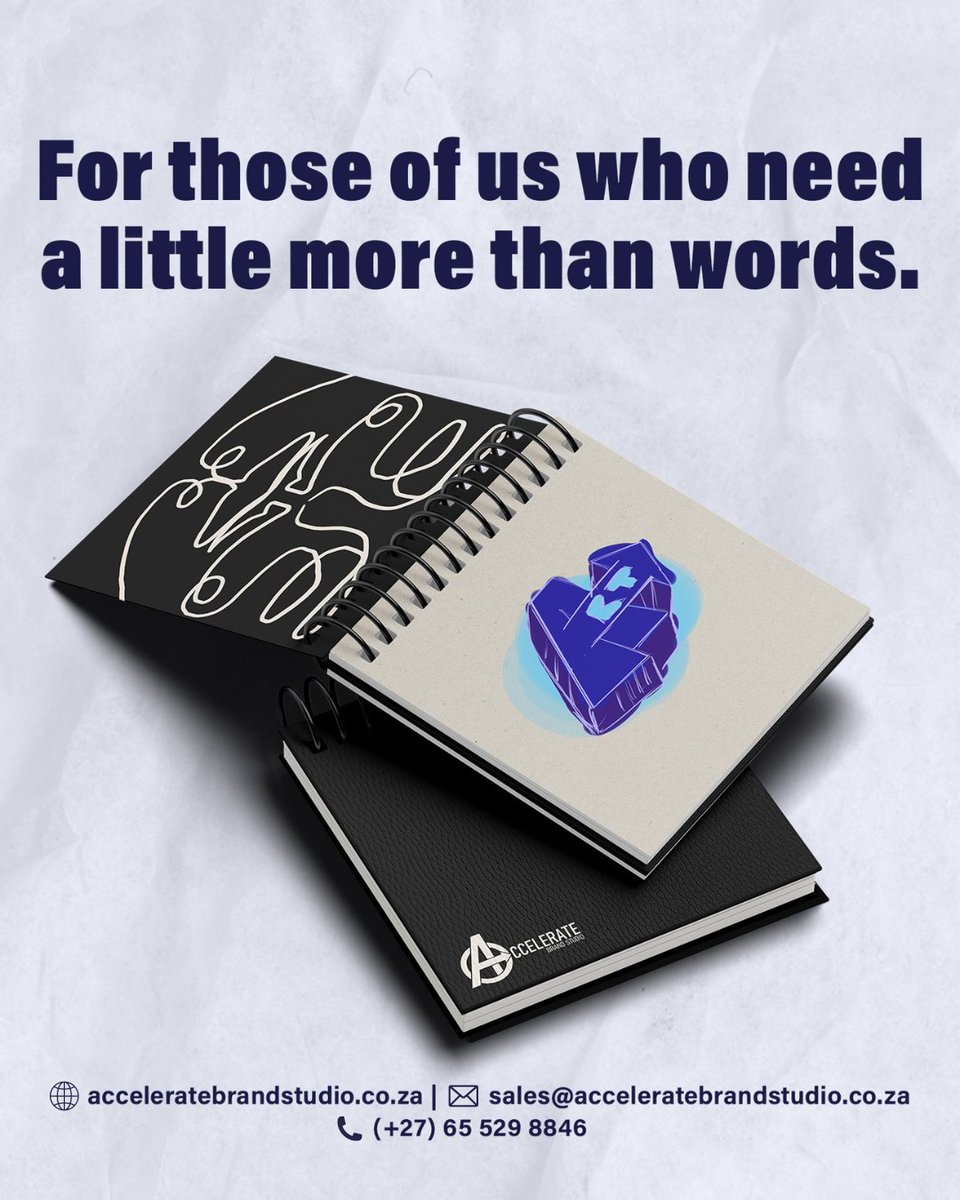 When having art on the inside of the sketchbook isn't enough😉. Make your art journey extra special with a personalised sketchbook. If you can dream it, we can do it✨!
#AccelerateBrandStudio #Branding #Art #Sketchbook #Marketing #Design