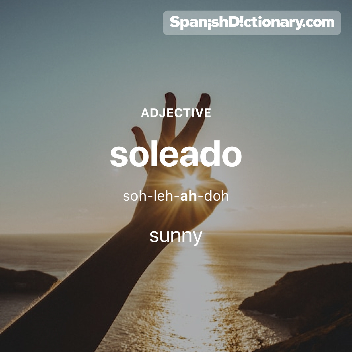 Today's #WordOfTheDay is 'soleado.' ☀️😎 For example: ¡Hoy hace un día muy soleado! - It's really sunny today!
.
.
.
#EstudiaEspañol #StudySpanish #AprendeEspañol #LearnSpanish #Español #Spanish #LearningSpanish #PalabraDelDia #soleado #sunny