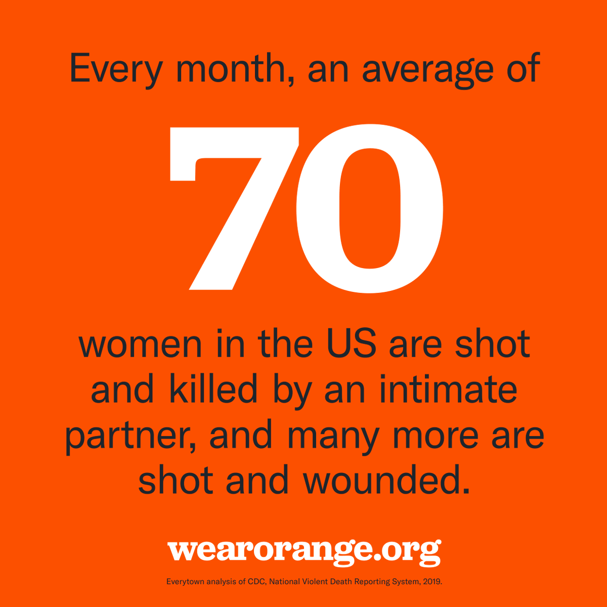 Any conversation about our nation’s gun violence epidemic must include the deadly intersection of domestic violence and guns.

We #WearOrange for all whose lives have been cut short, threatened, or forever changed by an abuser with a gun.