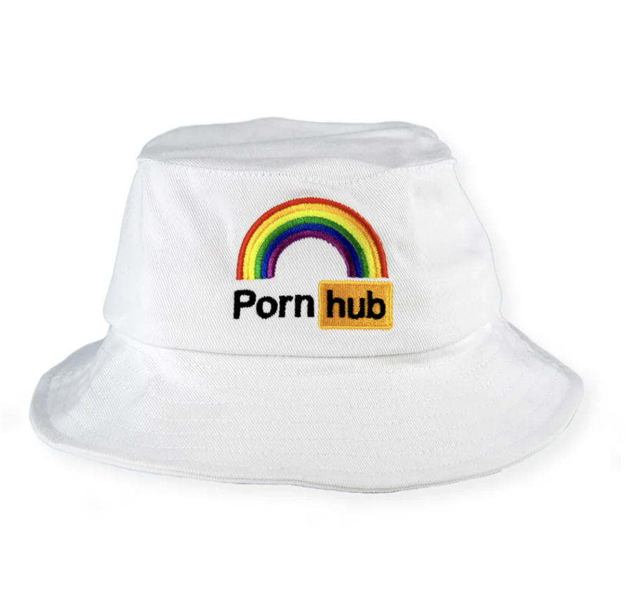 Pornhub's tweet photo. RETWEET to WIN our Pride White Bucket Hat🤩 https://t.co/q3SnlLpc59