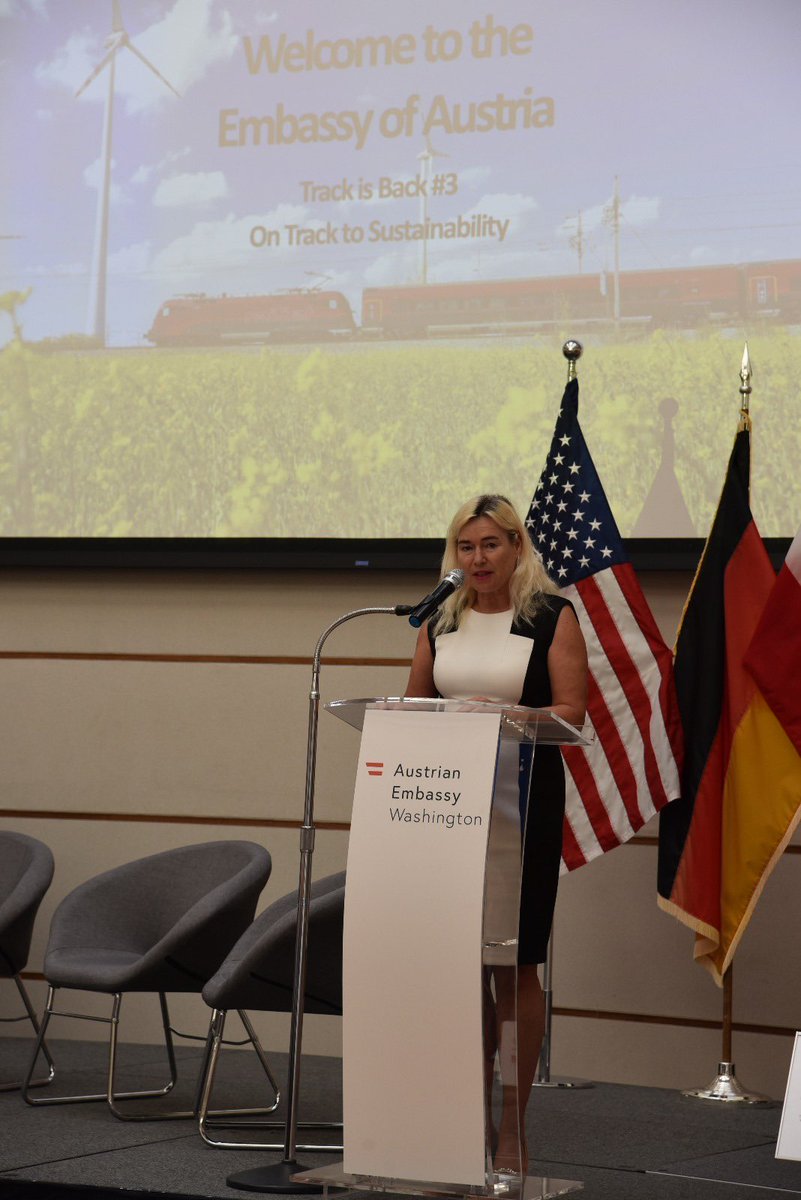 Track is back #3: On Track to Sustainability took place at <a href="/AustriainUSA/">Embassy of Austria in the United States</a> yesterday 🚞🌳

Together with 🇩🇪 &amp;🇨🇭and many industry representatives, we explored ways on the sustainable future of railways!

#ReFocusAustria  

<a href="/AustrianTrade/">ADVANTAGE AUSTRIA USA</a> 
<a href="/GermanyinUSA/">German Embassy Washington</a> 
<a href="/SwissEmbassyUSA/">Embassy of Switzerland in the USA</a>