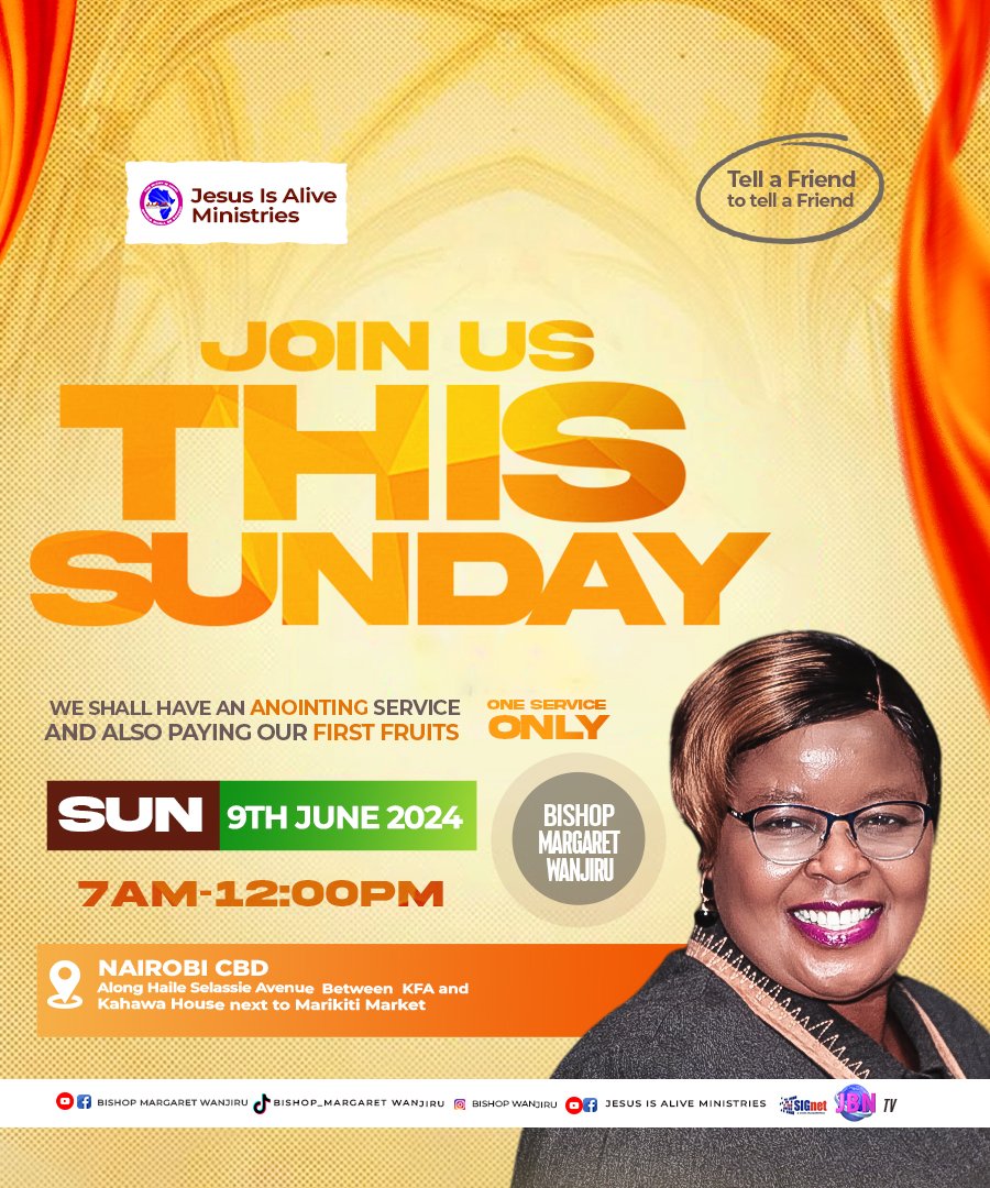 BishopWanjiru's tweet image. On 9th June, 2024 we shall have One Anointing Service as we honor God with our Firstfruits. Invite your neighbors and friends to this special experience. 

#firstfruits 
#YearofGreatness