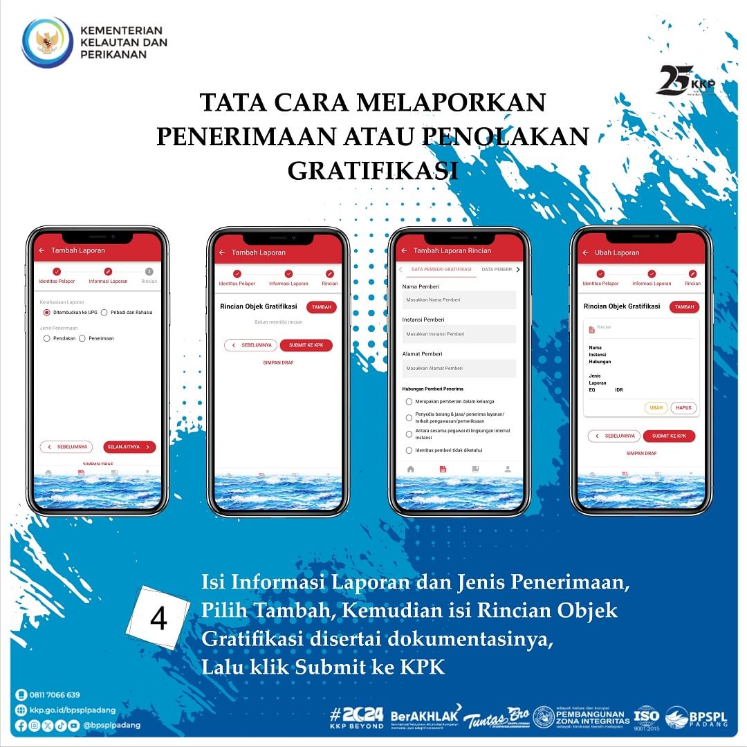 BPRLPadang's tweet photo. #BPSPLPadang berkomitmen mengawal ekologi laut untuk pembangunan di Pesisir dan Pulau - Pulau Kecil tanpa korupsi, tanpa gratifikasi &amp;  menghindari benturan kepentingan, serta tuntas dan inovatif menghadapi tantangan zaman.

#25TahunKKP #SailBeyondWithBlueEconomy #2024KKPBeyond https://t.co/hnlQJwCyFi