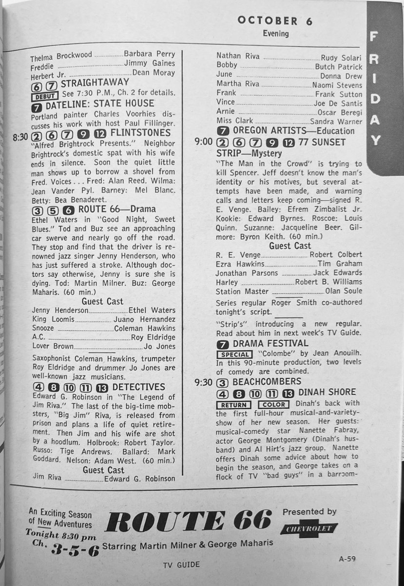 televisionaryZW's tweet photo. Friday night October 6th, 1961: what would you watch? https://t.co/UdbVDXkVpQ