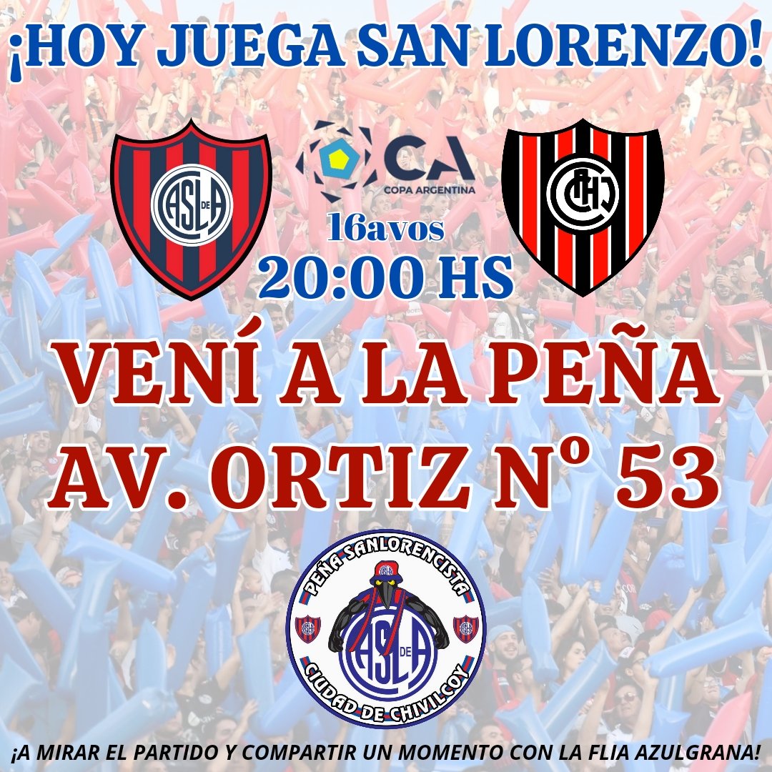 CASLAchivilcoy_'s tweet photo. ¡HOY JUEGA SAN LORENZO!

Y COMO SIEMPRE LA PEÑA ABRE SUS PUERTAS para que te acerques a mirar el partido y a compartir un momento con la familia azulgrana  💙❤️💙

Contamos con servicio de cantina y pantalla gigante HD

💙❤️💙 ¡LXS ESPERAMXS! 💙❤️💙 https://t.co/GWYeQbZGzX