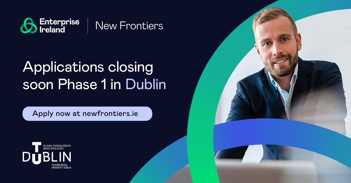 The deadline for applications for <a href="/EI_NewFrontiers/">Enterprise Ireland's New Frontiers programme</a>  Phase 1 Weekend Bootcamp <a href="/WeAreTUDublin/">TU Dublin / OT Baile Átha Cliath</a>  Blanchardstown campus is fast approaching! You can apply now at lnkd.in/eCPJbZHZ
Applications close on Thurs 13th June at 5pm #StartUps #Entrepreneurship #TUDublinN