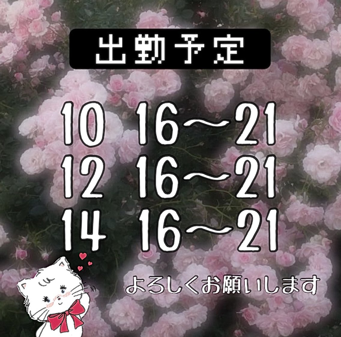 Shiina_Coco's tweet photo. お久しぶりです🌷
こちら来週のシフトになります…！*\( * ॑˘ ॑* )
お時間のあるお兄様方、ぜひ遊びに来てください〜☺️ https://t.co/Ui6DM8lCT1