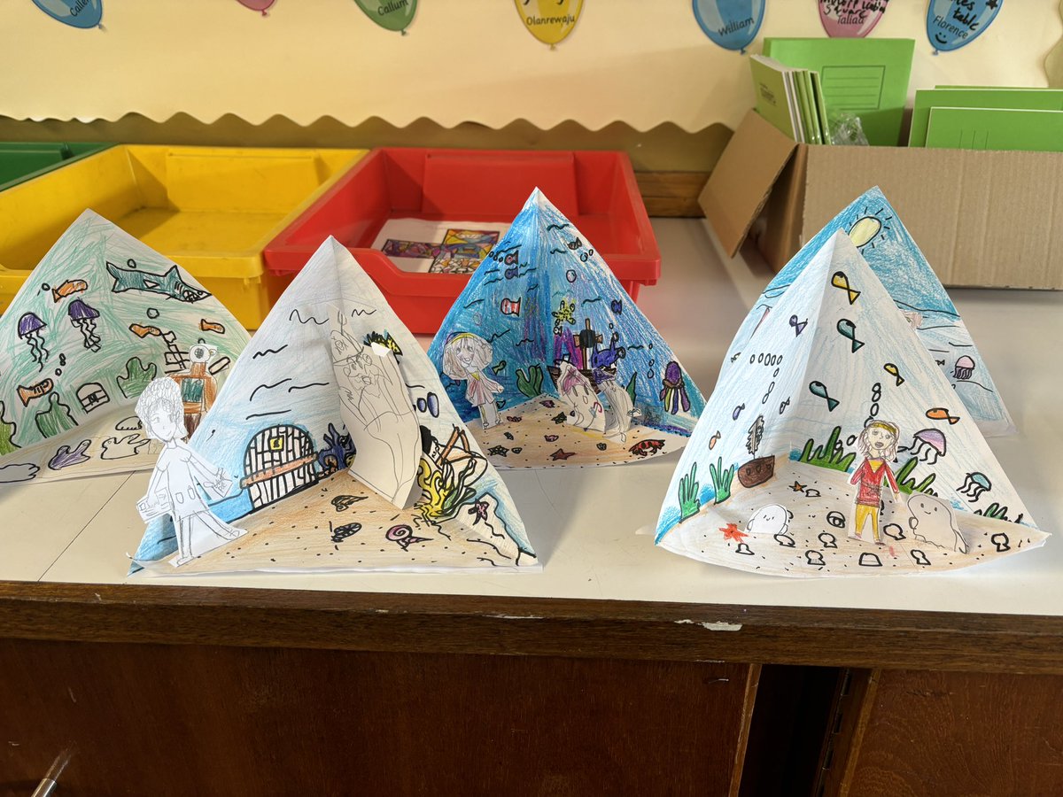 mrsbryan_'s tweet photo. Primary 5 made some trioramas to show the different settings and lands in our class novel The Train to Impossible Places! What wonderful work 🤩@stcatherinespsy https://t.co/2JcUdadsCO