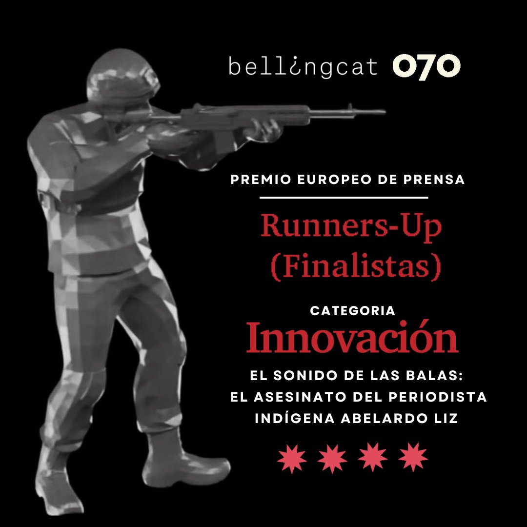 cerosetenta's tweet photo. Estamos emocionados por haber obtenido el segundo lugar en la categoría del Premio a la Innovación de este año en el @EuroPressPrize por nuestra investigación "El sonido de las balas: el asesinato del periodista indígena Abelardo Liz" en colaboración con @bellingcat. https://t.co/b6yoBPgBVJ