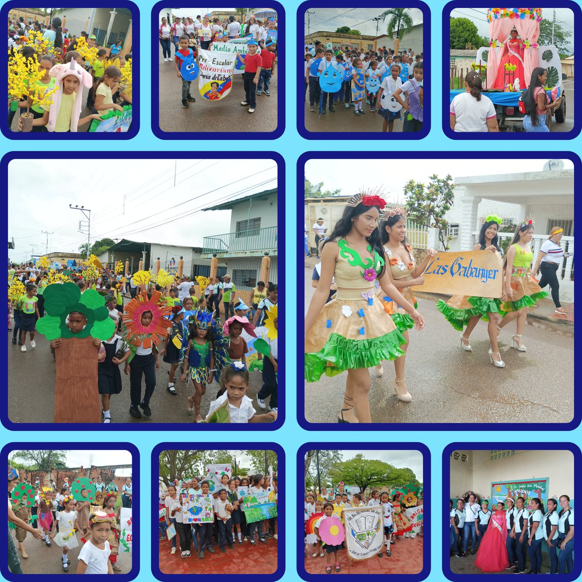 Colorido Desfile de la celebración del Día Mundial de la Conservación del Ambiente con todas las Instituciones de la comunidad de San José de Tiznados