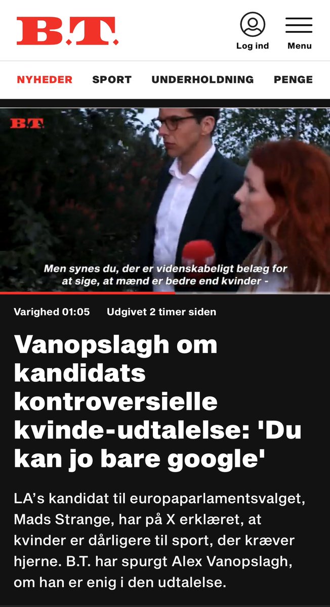 En ting er at <a href="/LiberalAlliance/">Liberal Alliance</a> har en kandidat på EP-listen som nr. 2, der synes kvinder er dummere end mænd. Ret dumt at mene ikke? Men åbenbart ikke ifølge LAs formand og vel snart statsminister-kandidat😳👇 #dkpol <a href="/Spolitik/">Socialdemokratiet</a>