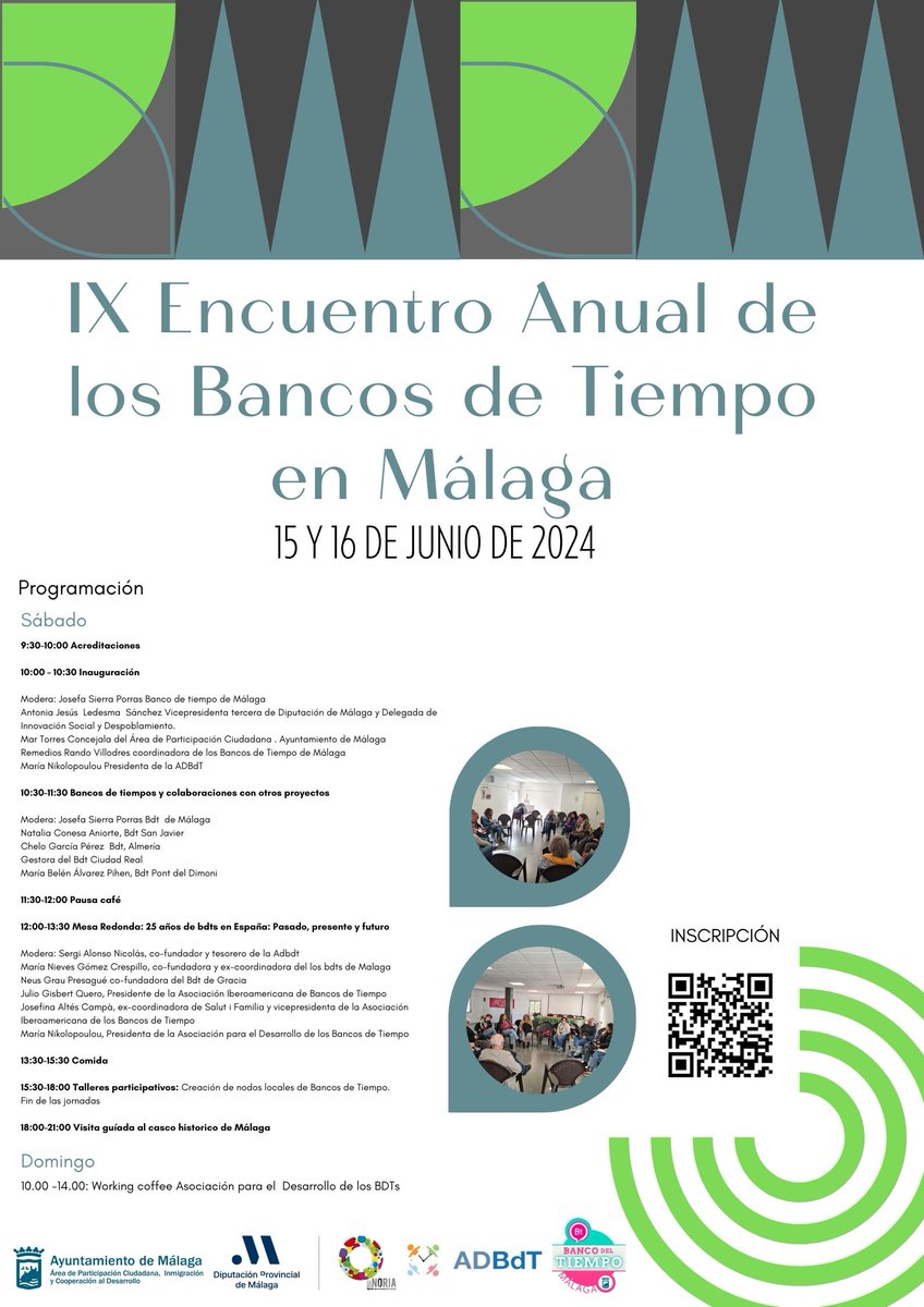 ADBdT's tweet photo. 🥳Ya hay 90 personas apuntadas a nuestro IX Encuentro Anual de #BancosdeTiempo, 15-16 de junio en @lanoria_mlg 

✏ Cerramos las inscripciones el domingo o si llegados a las 100 personas:
https://t.co/rQSMi0deln https://t.co/MQSRQ3HilN