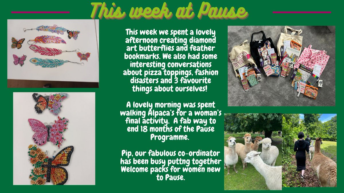 We got our creative heads on this week, creating some diamond art masterpieces, whilst answering some 'hot topic questions'! Pip, our co-ordinator, has created some fabulous welcome packs and a sunny morning was spent walking Alpacas celebrating a graduation. #wearewilts