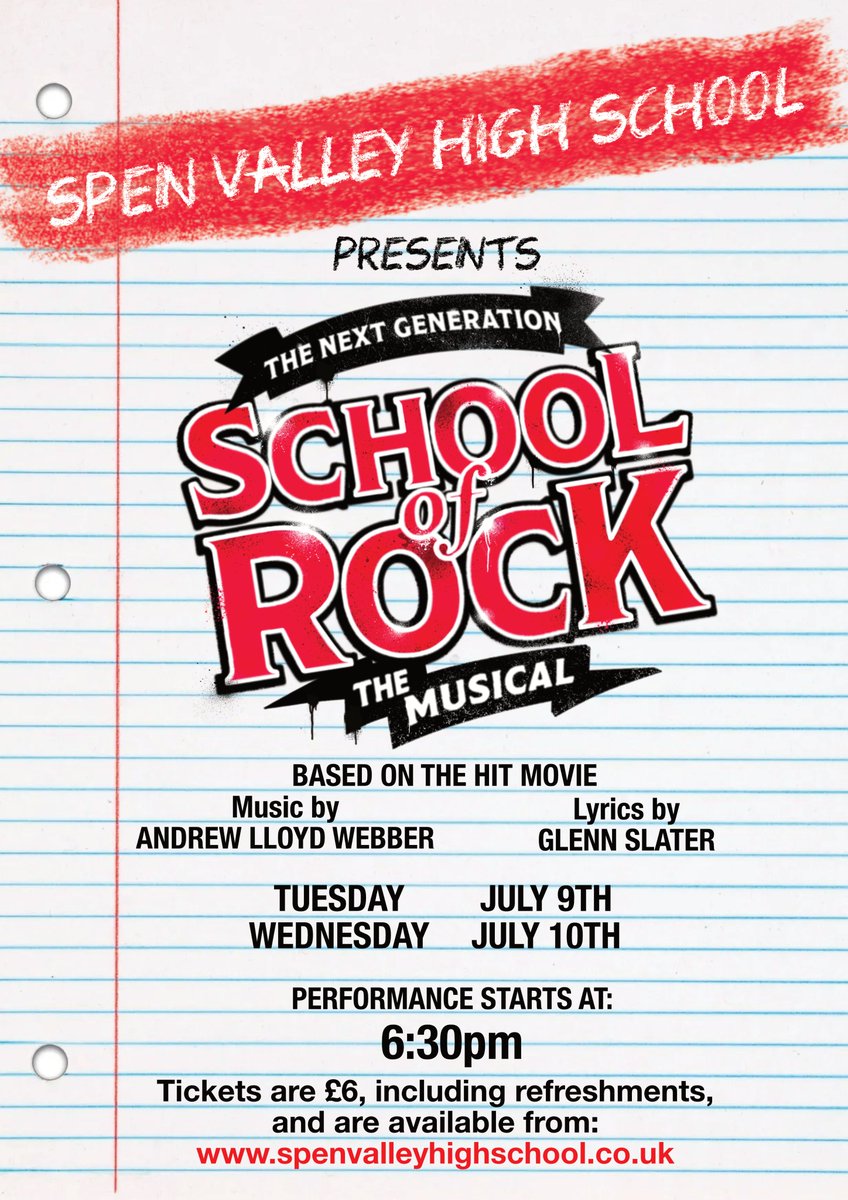 Spenvalleyhigh's tweet photo. Tickets for our summer show - School of Rock are now on sale. Click the link below for more information and how to buy tickets:
https://t.co/CsB72UbNTb https://t.co/iXHhWBxTlq