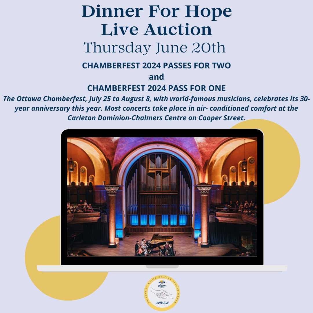 CFUWOttawaClub's tweet photo. Lunch and a show 💃. Check out these new auction items for #DinnerForHope2024 🤩. 

Have you gotten your ticket 🎟️?

There are limited tickets still available for Dinner For Hope. Here is the website link ⬇️. 

https://t.co/FtOekvTU5B https://t.co/s5hm9SeWBu