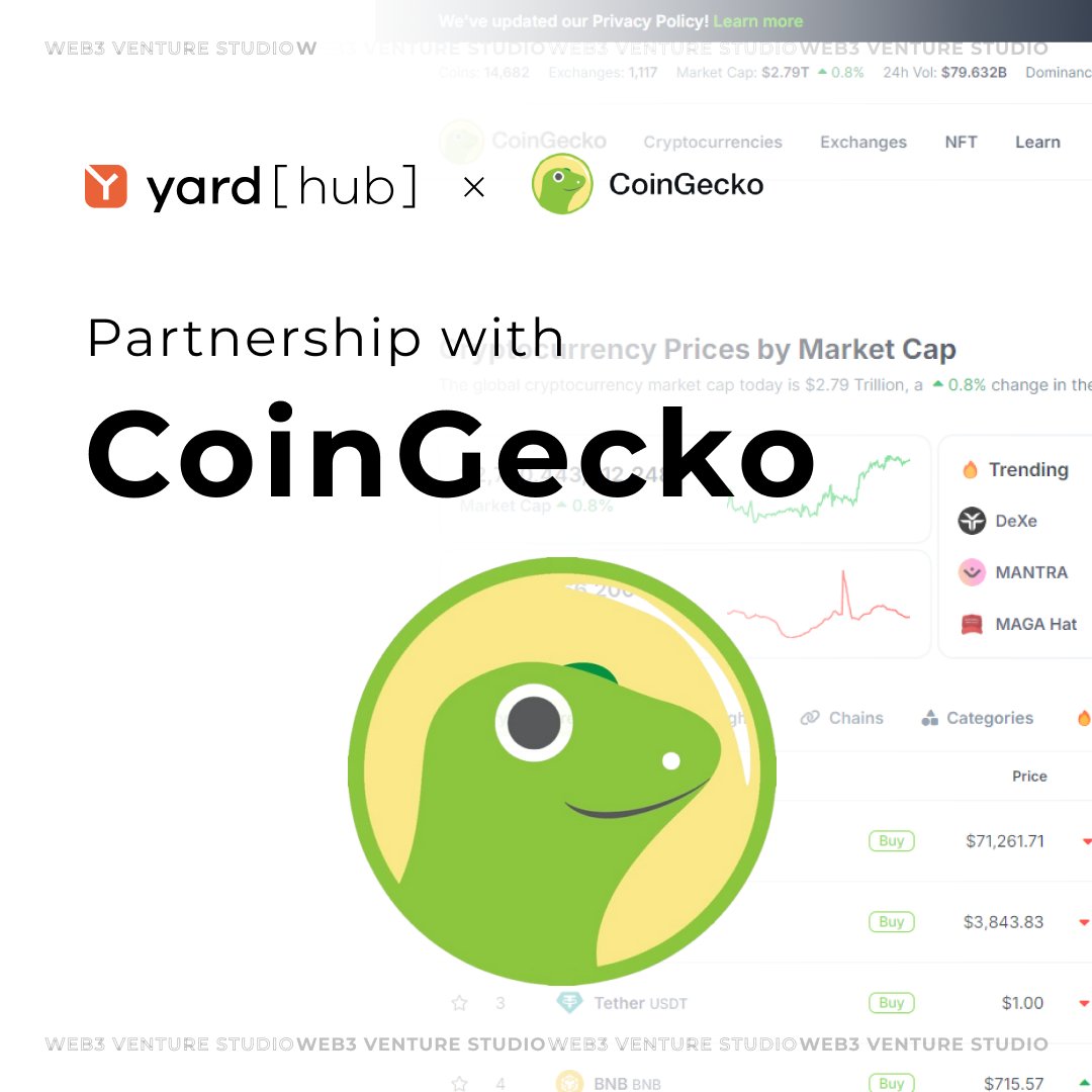 yardhub's tweet image. @yardhub is proud to announce a partnership with @coingecko! 🚀

We&apos;ve teamed up to offer fantastic perks to the founders of the #web3growthcamp. Thanks to this collaboration, founders will receive enhanced on-chain DEX data through CoinGecko API.

Stay tuned for more exciting…