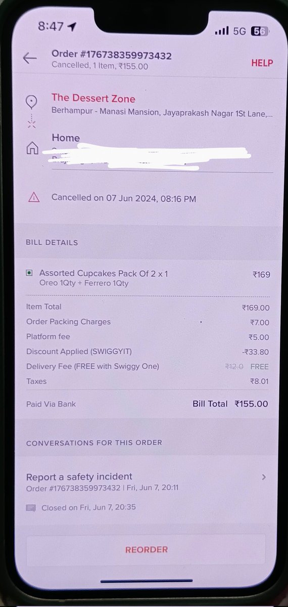 AMahapatro's tweet photo. What a fraud company is this, not delivering on time and also taking the consumer's money. I request everyone not to use this Fraud app and want swiggy to take strict towards the delivery partner and refund my money with damages. https://t.co/rwWthhQhC0