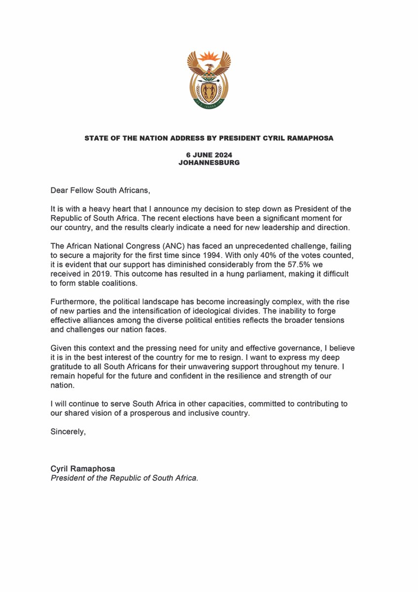 real_Ayandamth's tweet photo. ๐๐๐Rumors have been swelling for days, finding himself in a political deadlock... Ramaphosa resigns... a courageous choice... to avoid plunging into DA madness. @ramalokot
@me_beaumont
@el123v
@action4sa
@safmradio #ramaphosaout https://t.co/wj10xAFZDy