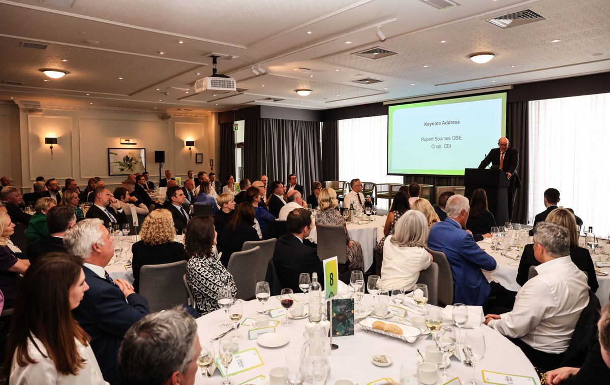 CBI_Scotland's tweet photo. @PresidentCBI Exam time for #CBIScotBizLunch24 guests!👩‍🎓

“How can Scotland and the UK get that mojo back?
@PresidentCBI Rupert Soames asks in his speech, saying we need an economy firing on all cylinders to urgently deliver long-term, sustainable growth. (5/1) https://t.co/u6Mu9flpt4
