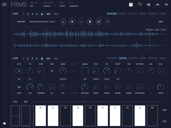 synthyfrog's tweet photo. FRMS - Granular Synthesizer (iPad, iPhone) price drop: $14.99 -> $2.99 ($12.00 discount) https://t.co/G0C25ITG3s https://t.co/pBLuldxjpN More musician apps, updates, price drops at https://t.co/gI4n0NRLXs #Synth #Synthesizer #iOSMusicApps #MusicProduction https://t.co/rbZ3iMRrwv