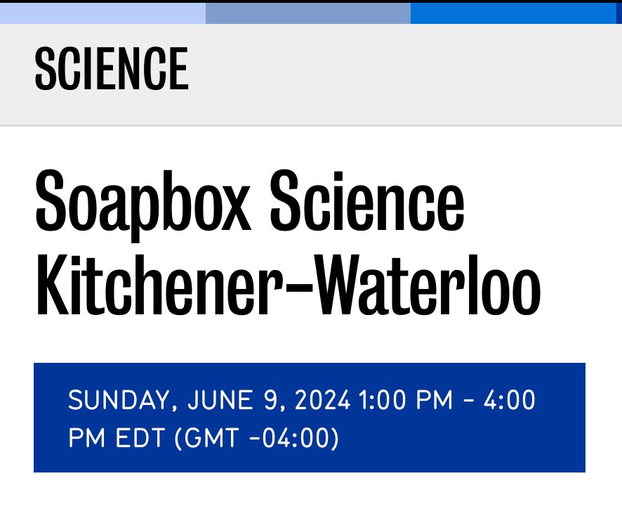 Honoured to be a speaker at Soapbox Science Kitchener-Waterloo 2024! For more information visit the event website: 
tinyurl.com/yrueaprx
Hope to see everyone on Sunday to learn more about the fantastic research being led by #Women in #STEM!