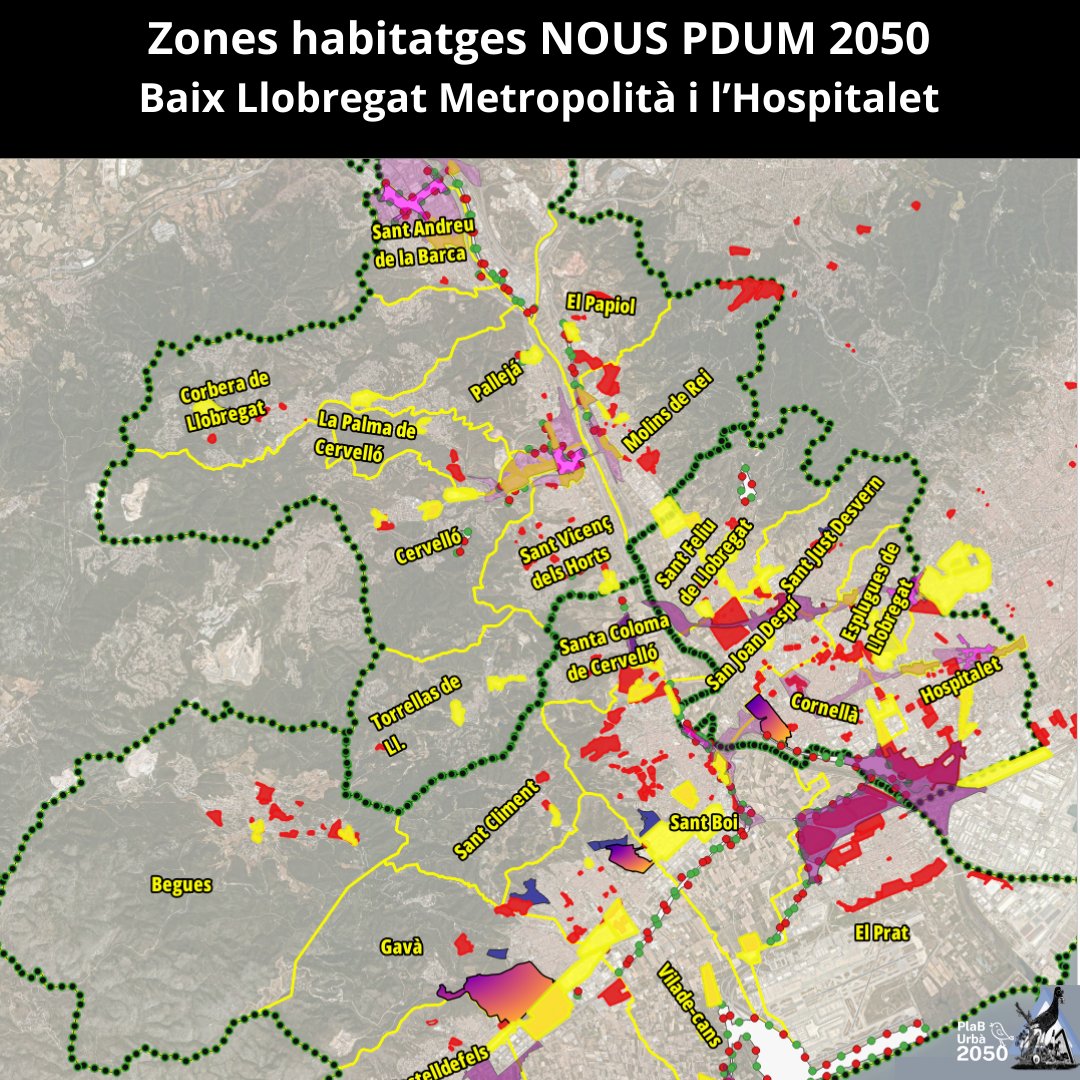 PlaBUrba2050's tweet photo. ❗Descobreix 3 conceptes bàsics del PDUM2050, que planifica com i on construir 128.473 habitatges al Baix Llobregat.
🌍 🏠 Hem d’entendre com ens treuen encara més la poca capacitat de #participació per decidir com #respirar el 2050.
#STOP50ºC #ProuCiment #Niunpamdeterra https://t.co/GB4s8p0Z17