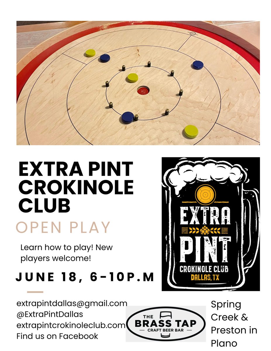 ExtraPintDallas's tweet image. Join us June 18th at the Brass Tap for crokinole!  #crokinole #boardgames