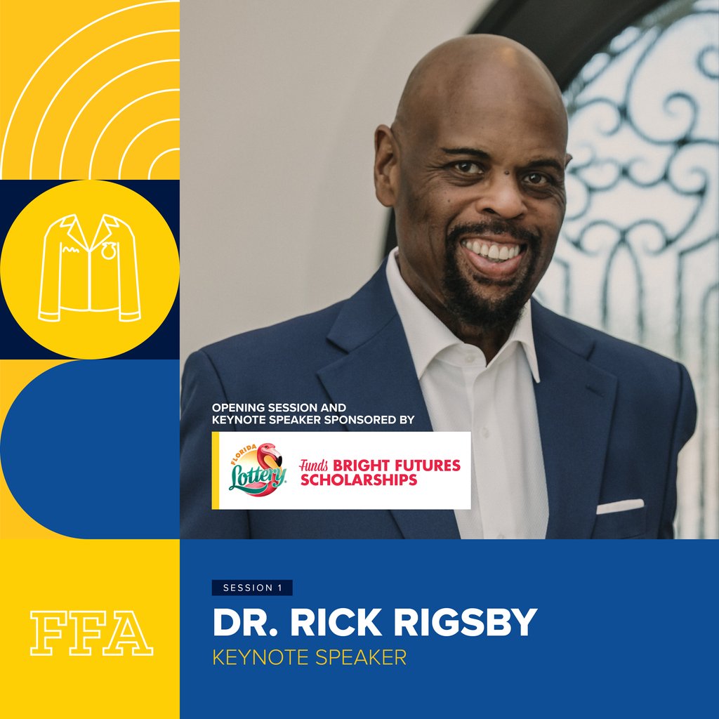 floridaffa's tweet photo. HE'S BACK! We're excited to welcome back Dr. Rick Rigsby as this year's keynote speaker, brought to you by the Florida Lottery! #FLAFFA24 https://t.co/vvIraQW8u0